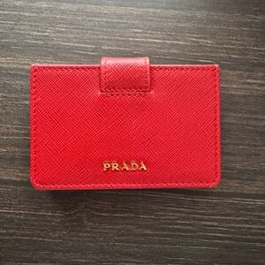 Prada Scarlet Card Case with Gold Logo